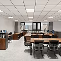 Modern Public Office Space Interior Design With Open Layout Desks Chairs And Windows