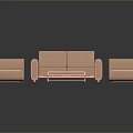 Light Brown Sofa Two Armchairs And White Top Coffee Table Living Room Furniture Set