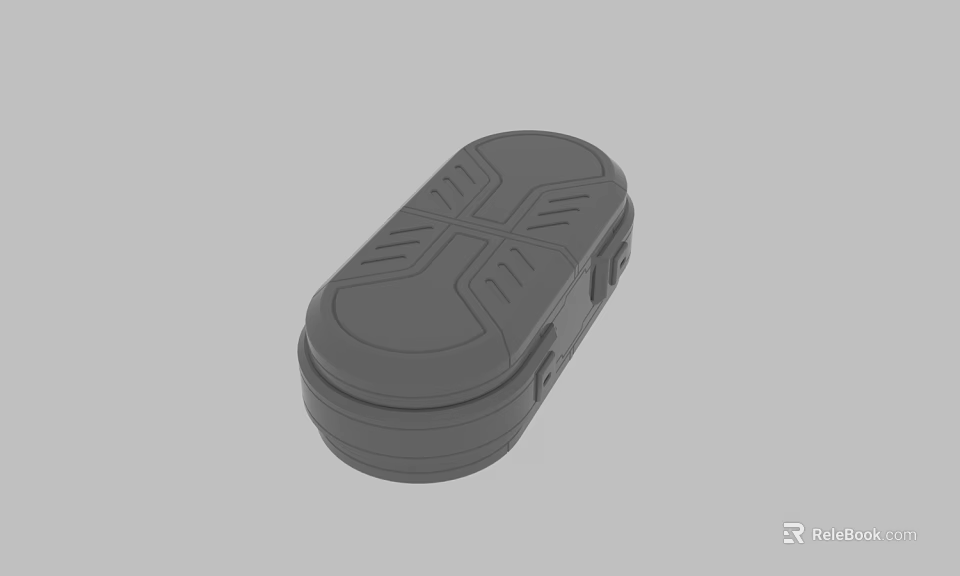 Black Oval Device With Textured Surface And Side Button Design 3d model