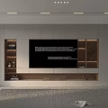 Modern TV Wall Unit Interior Design With Illuminated Shelves And Storage Cabinets