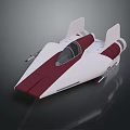 Sleek White And Dark Red Spaceship Featuring Transparent Cockpit And Twin Wings