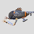 Futuristic Water Vehicle With Gray Orange Design And Mechanical Fins Structure