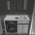 Modern Bathroom Vanity Unit With Sink Countertop And Integrated Washing Machine 3d model
