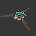Circular Mechanical Component With Red White Fins And Blue Central Section