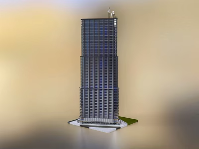 Modern High Rise Commercial Complex With Glass Curtain Walls And Green Space 3d model