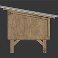 Wooden Chicken Coop With Metal Mesh Doors And Corrugated Roof On Dark Background