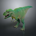 Green T-Rex With Pink Spots Open Mouth Sharp Teeth Standing Pose On Gray Background 3d model