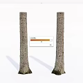 Stone Wood Tree Trunks With Surface Texture And Root Base On White Background With Shadows 3d model