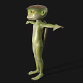 Game Movie Character With Green Skin Large Eyes Standing Arms Outstretched 3d model