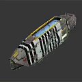 Cosmic Aerospace Spacecraft Design With Yellow Panels And Black White Striped Exterior
