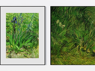 Modern Oil Painting Green Natural Plant Pattern Decorative Oil Painting 3d model