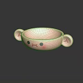 Cute Pink Dinnerware Set With Ear Shaped Handles And Smiley Face Design 3d model