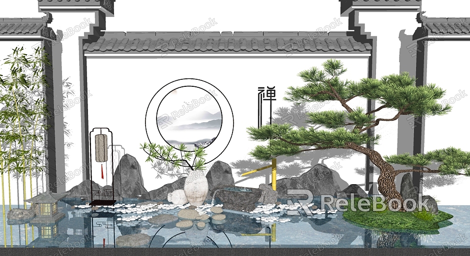 New Chinese landscape sketch Zen landscape wall model