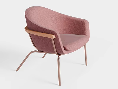 Pink Accent Chair With Wooden Armrests And Metal Legs Modern Minimalist Design 3d model