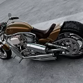 Stylish Custom Motorcycle Design With Brown Leather Seat Chrome Engine And Large Wheels