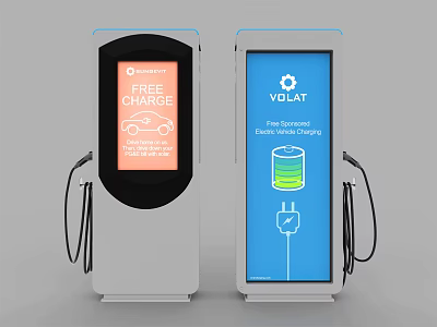 Electric Vehicle Charging Stations With Free Charge And Fast Smart Charging Features 3d model