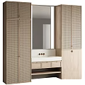 Modern Wooden Bathroom Vanity with Mirror Lattice Cabinets and Drawers