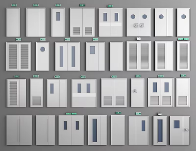 Various Modern Door Designs With Panel Glass And Ventilation Features For Interior Use 3d model