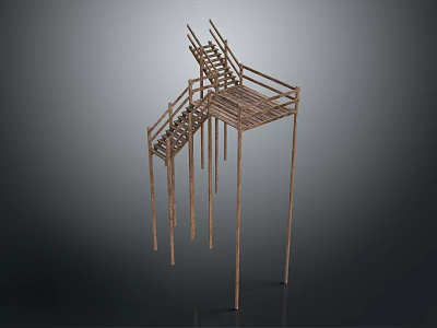Modern Artistic Staircase Design With Unique Metal Structure And Multi Level Platforms 3d model