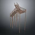 Modern Artistic Staircase Design With Unique Metal Structure And Multi Level Platforms