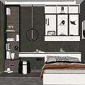 Modern Tatami Bedroom Interior With Built In Bookshelves Ambient Lighting And Decorative Items