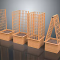 Wooden Garden Fences with Square Planter Bases Various Grid Designs and Triangular Top Structure