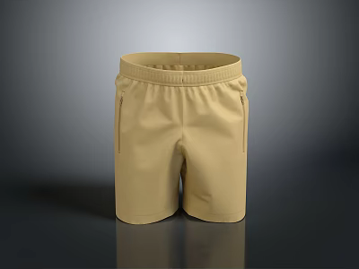 Casual Khaki Shorts With Elastic Waistband And Side Pockets For Daily Wear 3d model