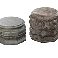 Classic Stone Wood Carved Pedestals With Intricate Patterns And Hexagonal Bases