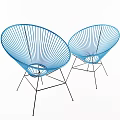 Blue Woven Modern Outdoor Chair With Black Metal Frame For Patio Garden Use