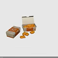 Fried Chicken Pieces in Open White and Orange Box with Closed Box and Scattered Pieces