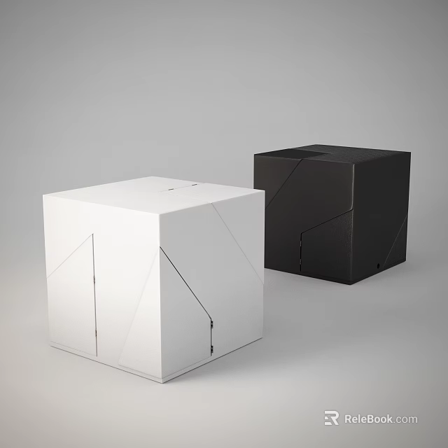 Contemporary Cube Shaped Table Lamps In White And Black Color Design 3d model 