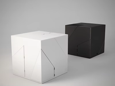 Contemporary Cube Shaped Table Lamps In White And Black Color Design 3d model