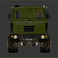 Green Heavy Duty Truck Chassis With Muddy Body And Yellow Wheels