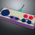 Retro Purple Game Controller With Blue Red Fire Buttons And Reset Start Functions