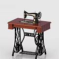 Singer Industrial Sewing Machine On Wooden Table With Metal Legs And Drawers