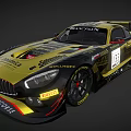 Black And Gold Racing Car With Sponsor Logos 3d model