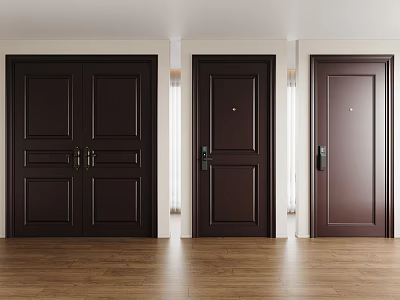Modern security door entry door double door single door finger silk door lock 3d model