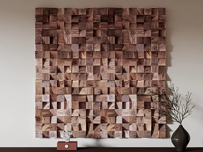 Modern Wooden Cube Wall Decor Featuring 3D Geometric Pattern For Interior Design 3d model