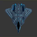 Futuristic Blue Cosmic Spaceship With Glowing Lines And Sleek Aerospace Design