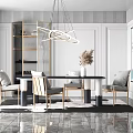 Light Luxury Dining Table and Chair Combination 3d model