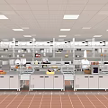 Commercial Restaurant Kitchen With Chefs Working Stainless Steel Appliances Storage Cabinets And Bright Lighting
