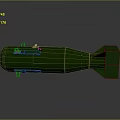 Green Military Bomb With Metallic Structure Rear Fins And Explosive Design