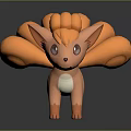 Cartoon Orange Nine Tailed Fox Plush Toy With Fluffy Tails Design
