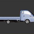 Blue Small Pickup Truck With Open Bed Cab And Shiny Silver Wheels