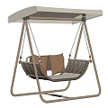 Modern Outdoor Wicker Swing Chair With Metal Frame Canopy And Cushions