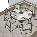 New Chinese Round Dining Table and Chair Combination 3d model