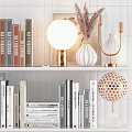 Stylish Decorative Ornament Set With Shelves Books Vases Lamps And Plants