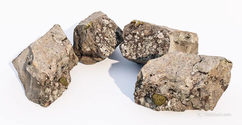 Natural Stone And Wood Materials Featuring Rustic Texture For Home Decoration 3d model 