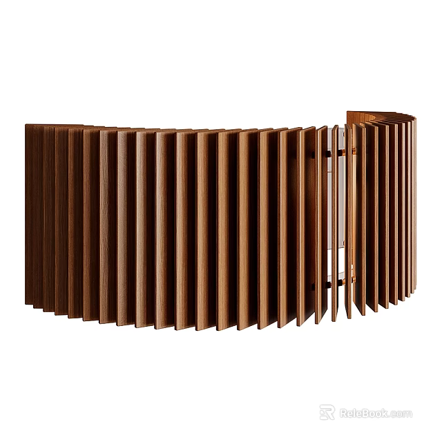 Modern Wooden Wall Sconce With Curved Vertical Slats For Contemporary Interior Design 3d model 