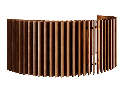 Modern Wooden Wall Sconce With Curved Vertical Slats For Contemporary Interior Design 3d model